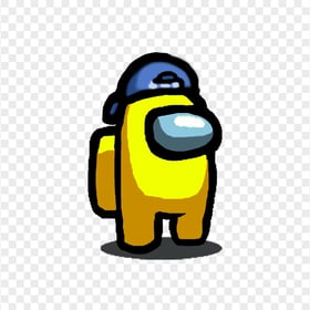 HD Yellow Among Us Character With Backwards Baseball Cap PNG