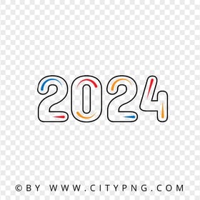 Creative Blue Red And Orange 2024 New Year PNG