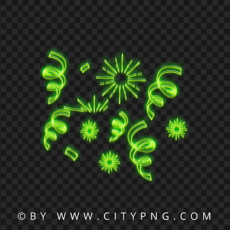 FREE Green Neon Glowing Doodle Confetti PNG