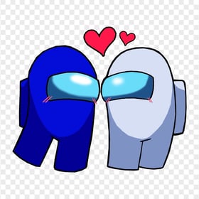 HD Among Us Blue Love White Characters Valentines Day PNG