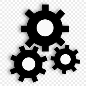FREE Black And White Gears Icon PNG