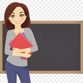 Cartoon Woman Teacher Blackboard Chalkboard