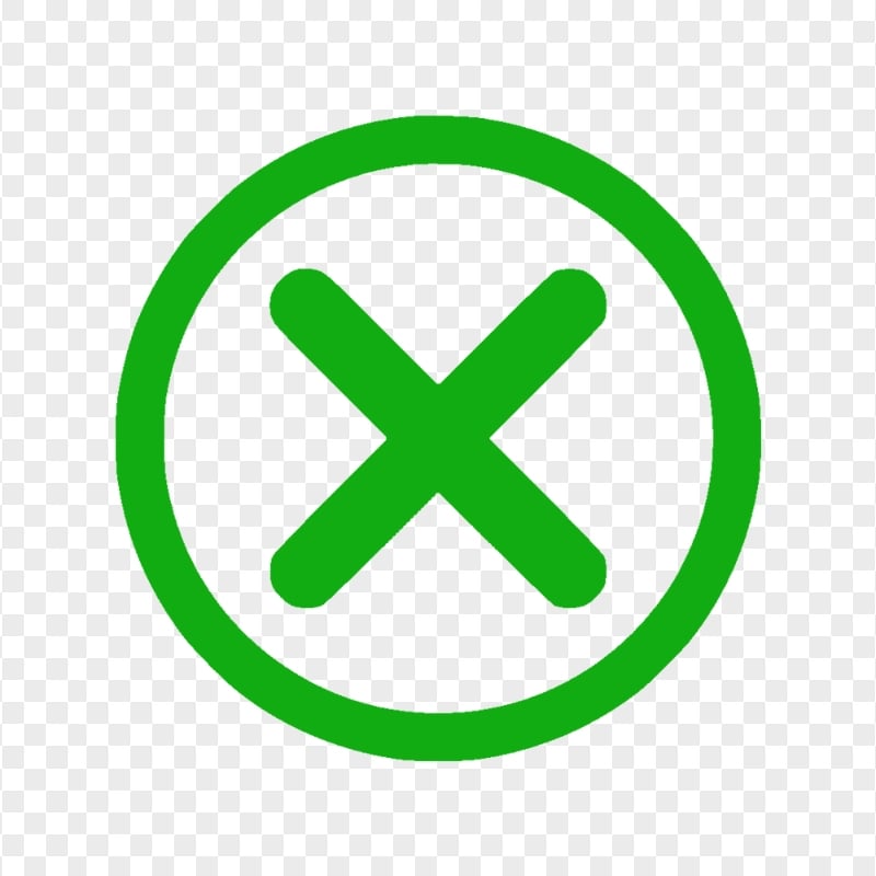 Green Round Close X Logo Icon