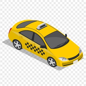 3D Top View Of Yellow Cartoon Taxi Cab PNG