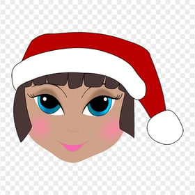 Girl Wearing Santa Hat Clipart Cartoon Image PNG