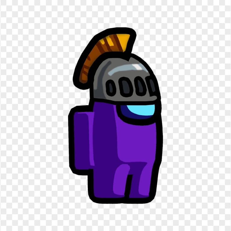 HD Among Us Crewmate Purple Character With Knight Helmet PNG