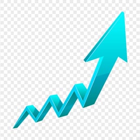 HD 3D Upward Growth Blue Turquoise Arrow PNG