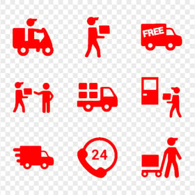 Transparent Red Delivery Logistics Icons