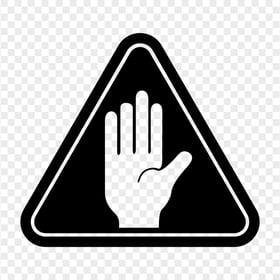 HD Outline Hand Stop Silhouette On Black Triangle Road Sign PNG