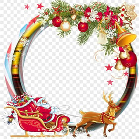 Christmas Santa Sleigh Wreath Illustration PNG