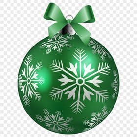 Green Christmas Ornament Ball With Bow Ribbon
