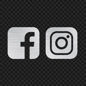HD Facebook Instagram Silver Metal Brushed Square Logos Icons PNG