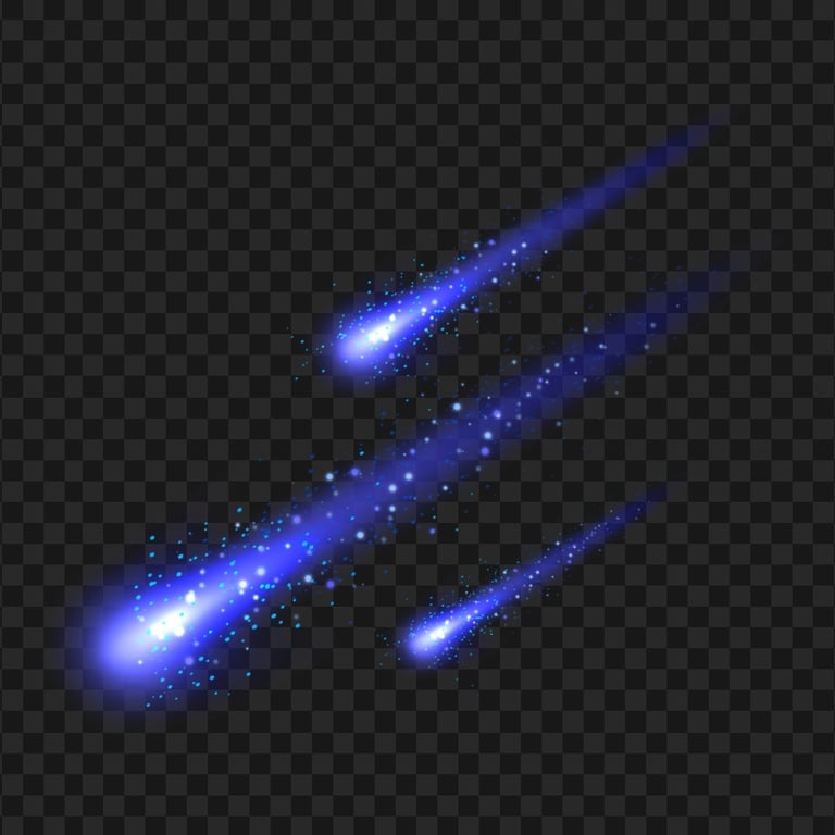 Three Blue Luminous Light Meteor Effect
