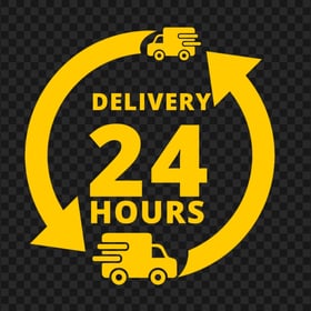 Delivery 24 Hours Yellow Logo Icon Sign Image PNG