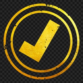 HD Gold Round Yes Tick Check Mark Stamp PNG