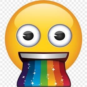 Yellow Emoji Emoticon Face Puke Vomit Barf Rainbow