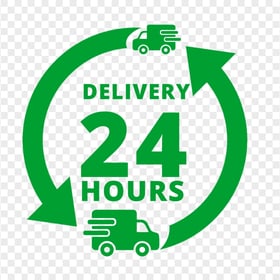 Delivery 24 Hours Green Logo Icon Sign FREE PNG