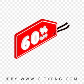 60 Percent Off 3D Red Tag Label Logo HD PNG