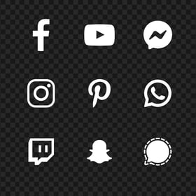 HD White Social Media Logos Icons PNG