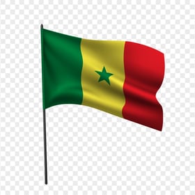 Senegal Illustration Waving Flag On Pole HD PNG