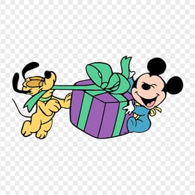 Pluto Mickey Mouse Babies With a Gift Box Image PNG