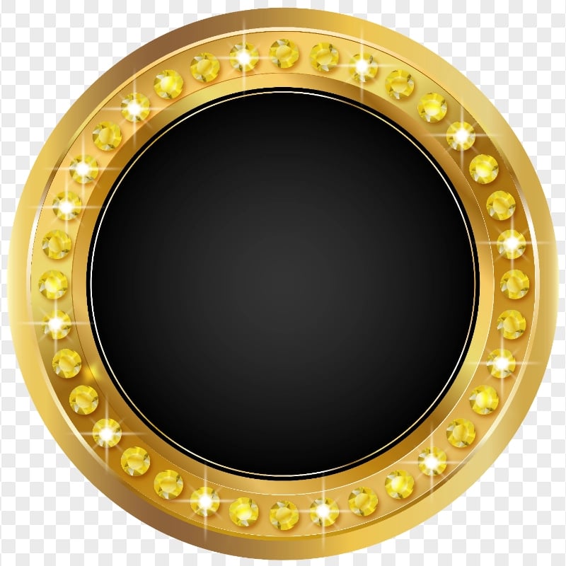 Download Round Luxury Black & Gold Medal Label PNG