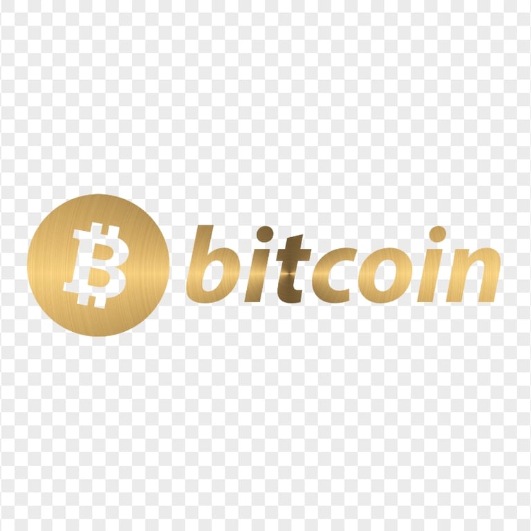 HD Gold Metal BTC Bitcoin Text Logo PNG