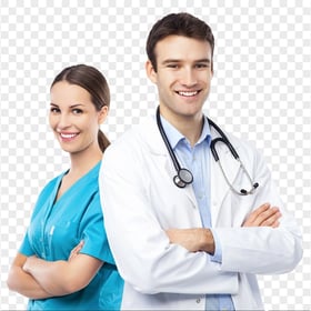 Female & Male Hospital Workers Doctor Nurse