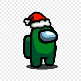 HD Green Among Us Character With Santa Hat PNG