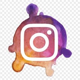 Instagram White Logo With Watercolor Background Icon
