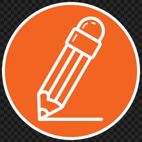 HD Orange & White Round Pencil Icon Outline PNG