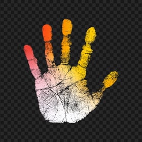 HD Orange Yellow Colorful Hand Print PNG