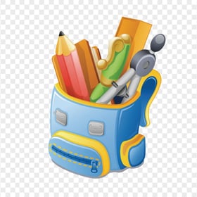 Cartoon Student School Supplies Bag Illustration PNG