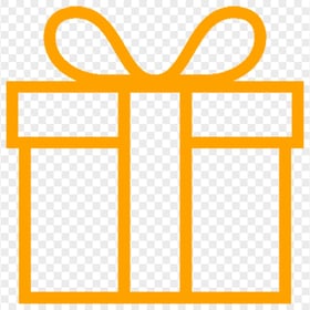 Orange Line Outline Gift Box Icon PNG Image