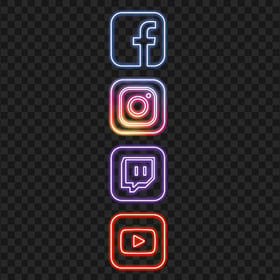 HD Neon Apps Facebook Instagram Twitch Youtube Vertical Icons PNG