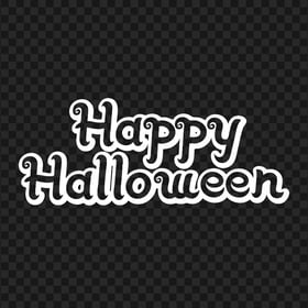 White Outline Happy Halloween Text Logo PNG