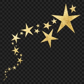 Yellow Gold Stars Glitter Effect PNG Image