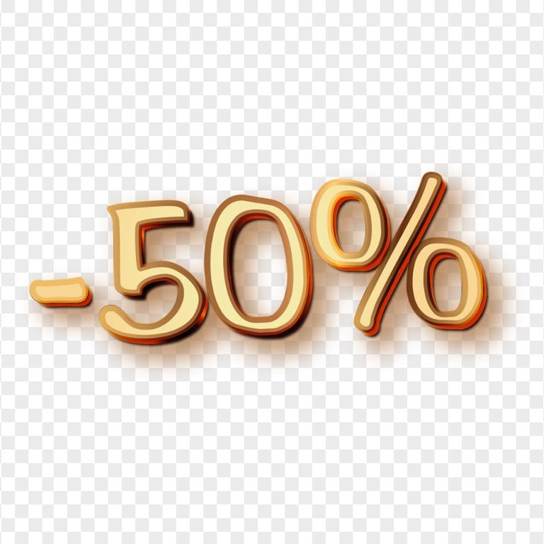 -50% Discount Sale Gold Text HD PNG