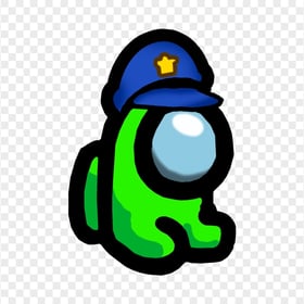 HD Green Among Us Mini Crewmate Character Baby Police Hat PNG