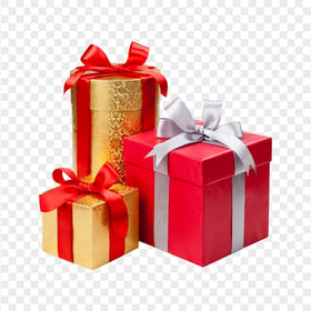 Three Christmas Gift Boxes Transparent PNG