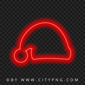HD Red Neon Christmas Santa Claus Hat PNG