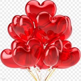 HD Group Of Red Heart Balloons Love Valentines PNG