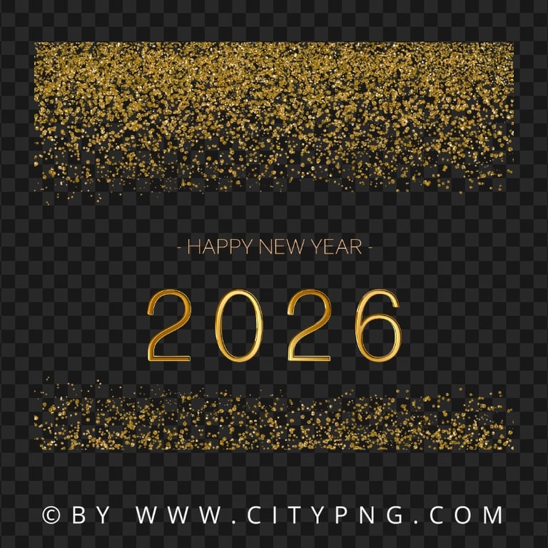 Gold Glitter 2026 Happy New Year Background PNG