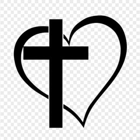 Black Sacred Holy Cross With Heart Love God Icon