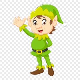 HD PNG Cartoon Green Gnome Elf Say Hello