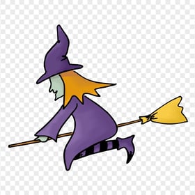 HD Cartoon Halloween Witch Flying On A Broom Clipart PNG