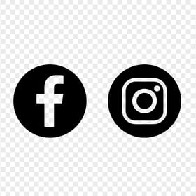 HD Facebook Instagram Black Outline Round Logos Icons PNG