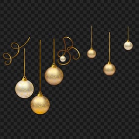 Beige And Gold Christmas Hanging Baubles Balls PNG