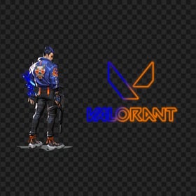 HD Yoru Valorant Agent With Neon Logo PNG
