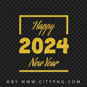 Gold Glitter 2024 Happy New Year Design HD PNG